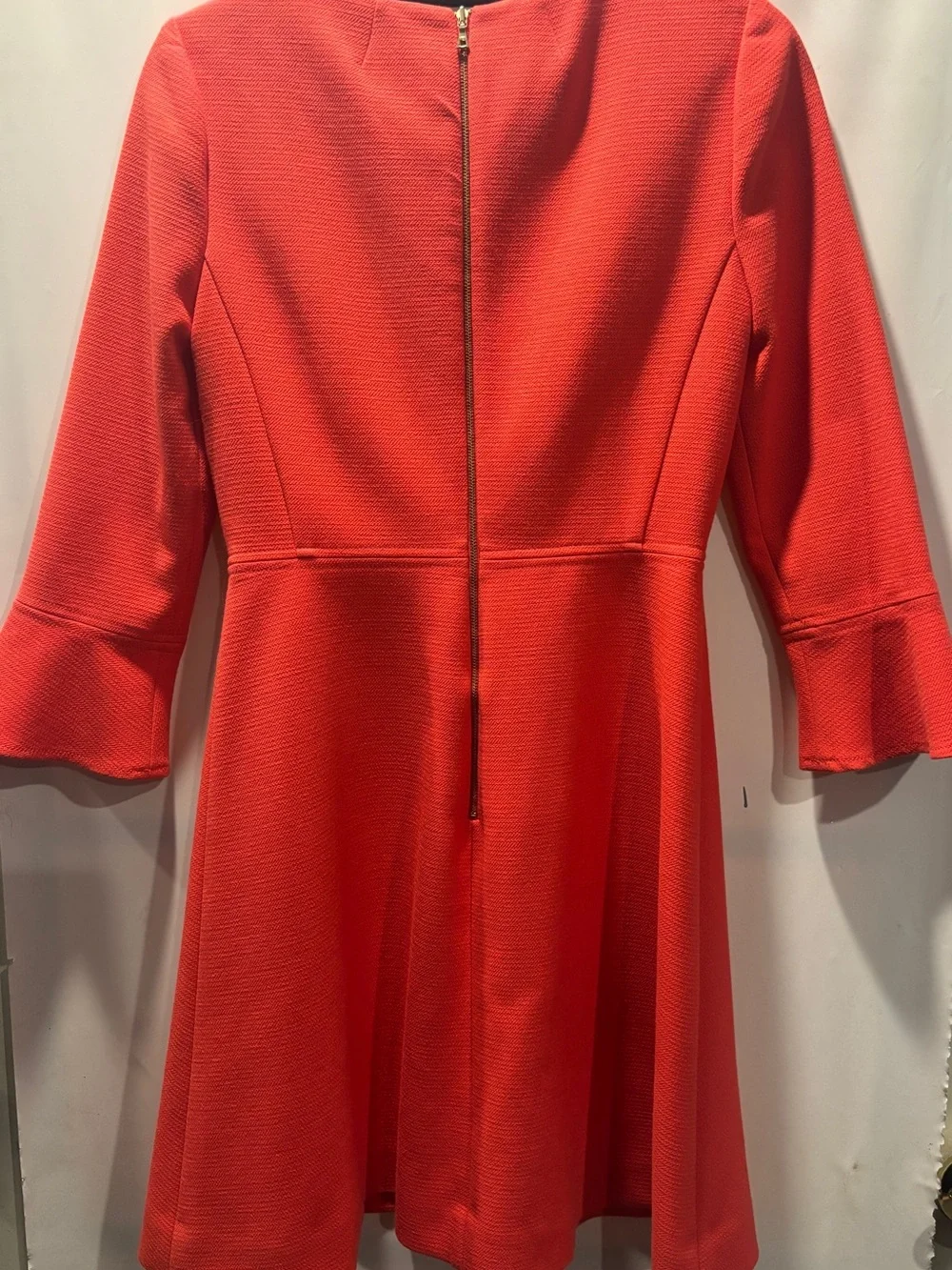 J CREW Womens 0 A Line Dress Mid Bell Sleeve Cocktail Party Colorful Coral
